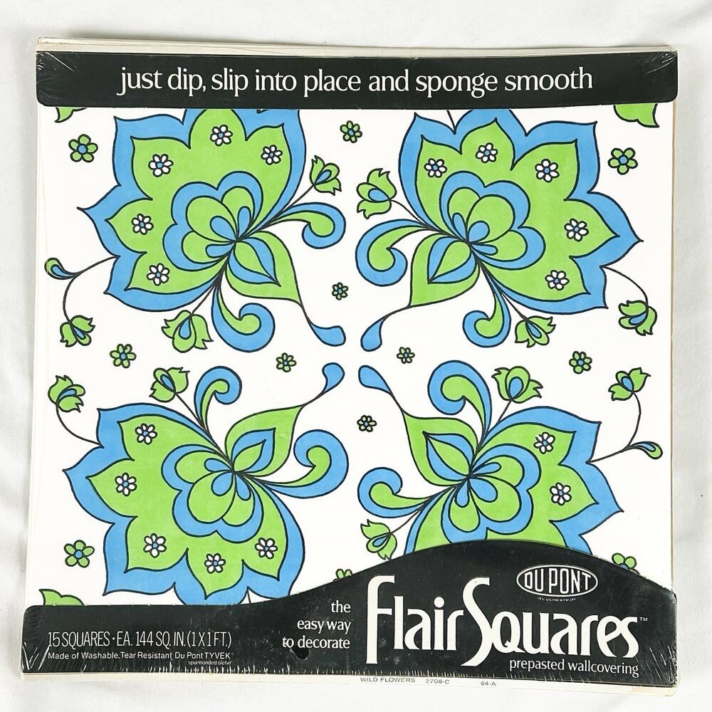 DuPont Flair Squares Wild Flowers 2708-C Wallcovering NOS